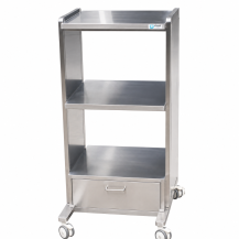 Versatile B7 veterinary trolley, 304 stainless steel, 3 shelves, adjustable base