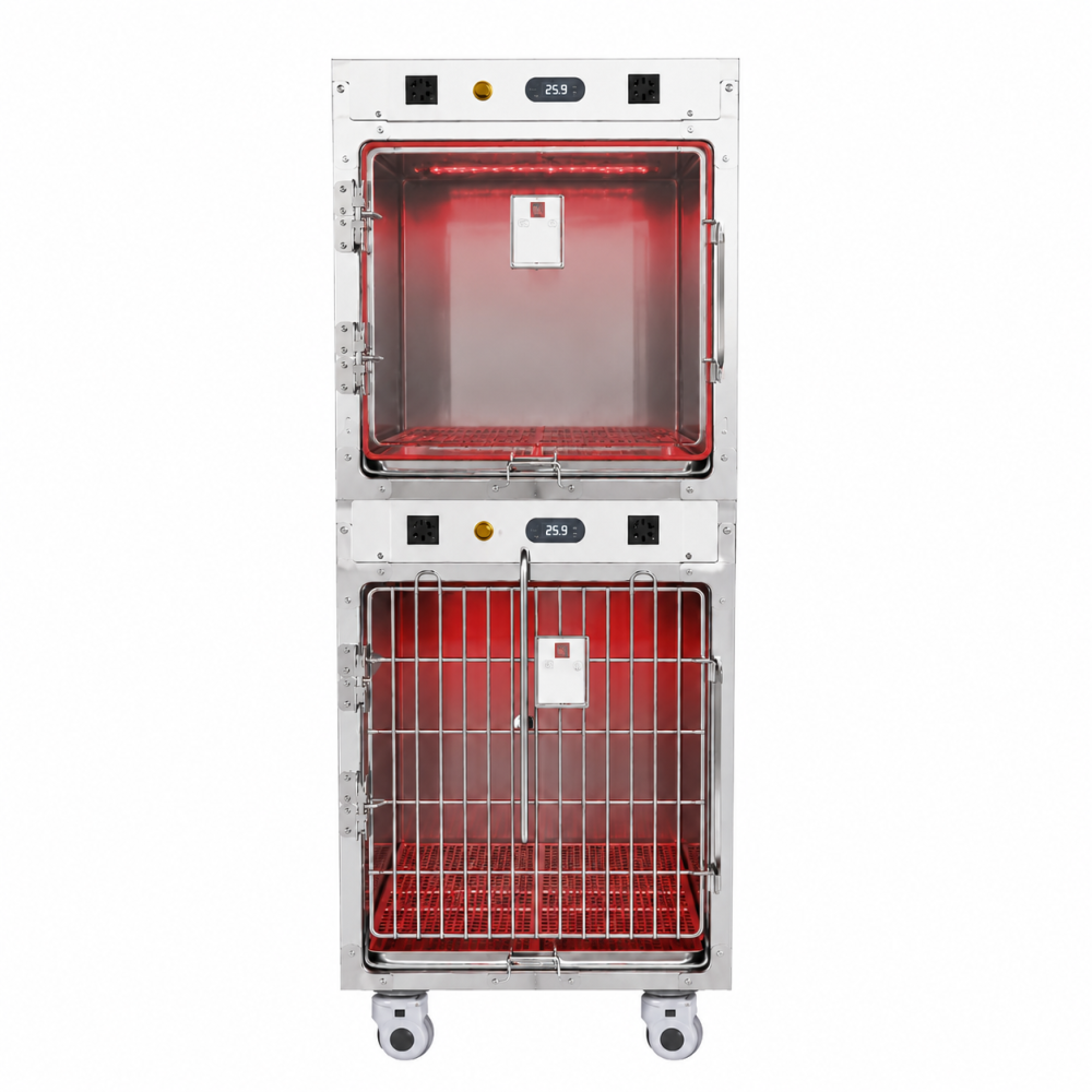Klatka weterynaryjna 2-stanowiskowa - INFRARED + OXYGEN DOOR POT-58A