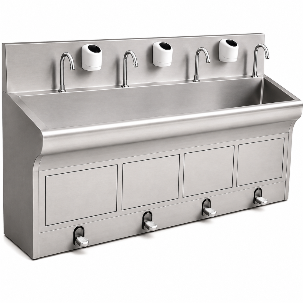 WB-L4 – four-station 304 stainless steel surgical hand-washing station