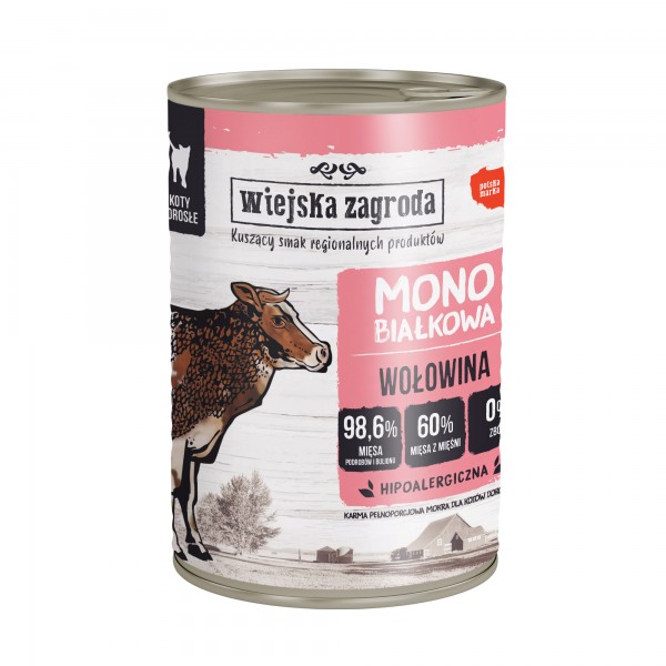 WIEJSKA ZAGRODA Karma mokra monobiałkowa dla kota wołowina 400g WIEJSKA ZAGRODA Karma mokra monobiałkowa dla kota wołowina 400g