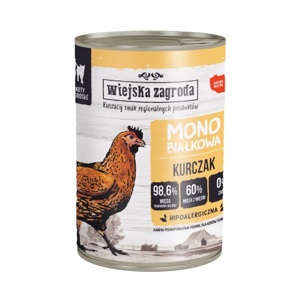 WIEJSKA ZAGRODA Karma mokra monobiałkowa dla kota kurczak 400g WIEJSKA ZAGRODA Karma mokra monobiałkowa dla kota kurczak 400g