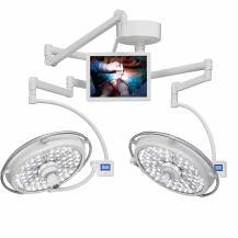 Ceiling-mounted double-dome LED operating lamp – shadowless, adjustable, high CRI
