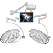 Ceiling-mounted double-dome LED operating lamp – shadowless, adjustable, high CRI