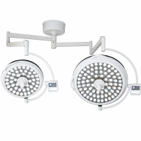 Ceiling-mounted E-type double-dome LED operating lamp – adjustable intensity and colour