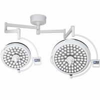 Ceiling-mounted E-type double-dome LED operating lamp – adjustable intensity and colour