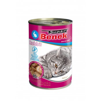 SUPER BENEK bezzbożowe kąski z królikiem w sosie puszka 415g