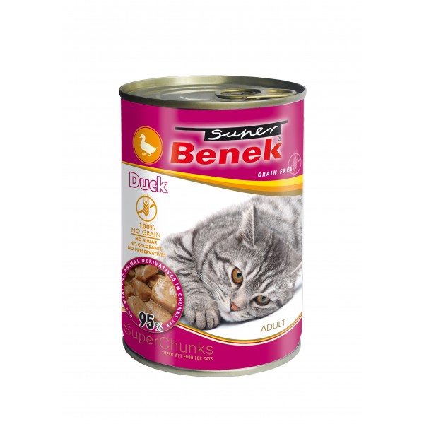 SUPER BENEK bezzbożowe kąski z kaczką w sosie puszka 415g SUPER BENEK bezzbożowe kąski z kaczką w sosie puszka 415g