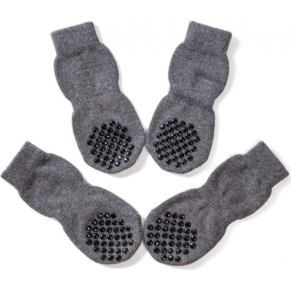 AKOPAWON Antyposlizgowe skarpetki dla psów, 4 sztuki, kolor czarny, rozmiar 2XL,  psa psów 6-10kg