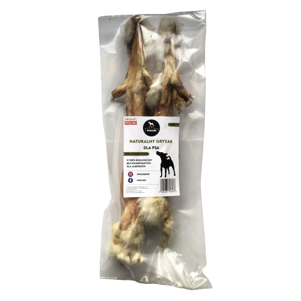 PINSCHER Naturalny gryzak dla psa - SKÓRA KRÓLIKA Z FUTERKIEM DO ŚRODKA 2szt.