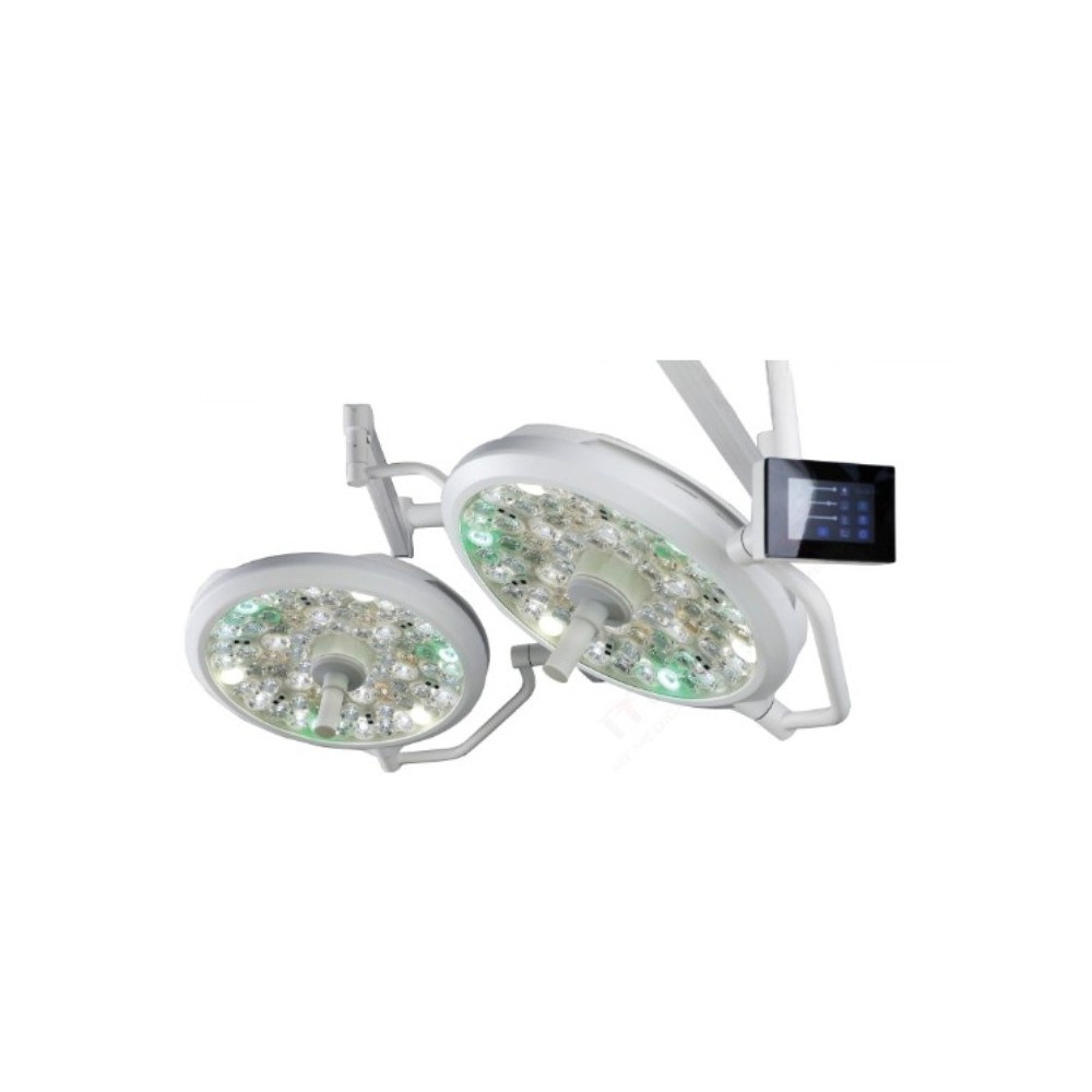 Lampa operacyjna LED dwuczaszowa 2×700 mm z panelem LCD – bezcieniowa sufitowa