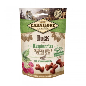 CARNILOVE CAT CRUNCHY SNACK DUCK WITH RASPBERRIES WITH FRESH MEAT 50g