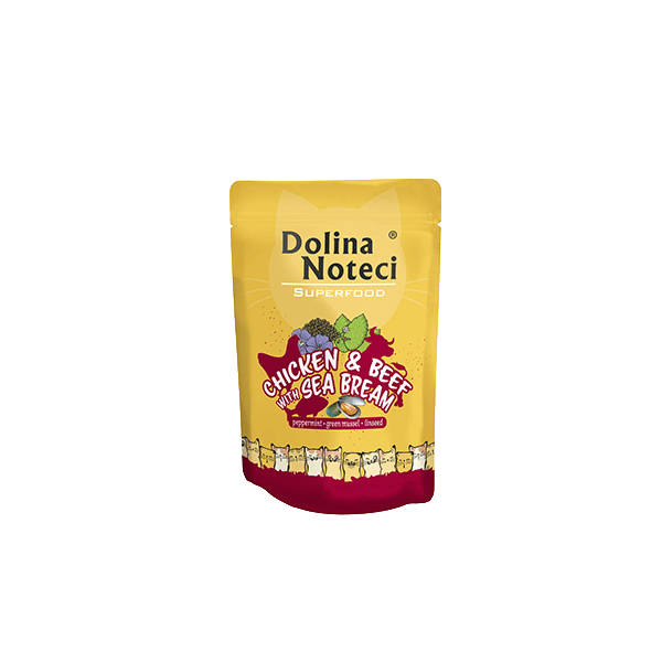 DOLINA NOTECI SUPERFOOD KURCZAK I WOŁOWINA Z DORADĄ saszetka kot 85g