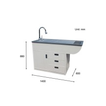 POT-8 dental table with wooden body and steel worktop