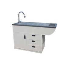 POT-8 dental table with wooden body and steel worktop