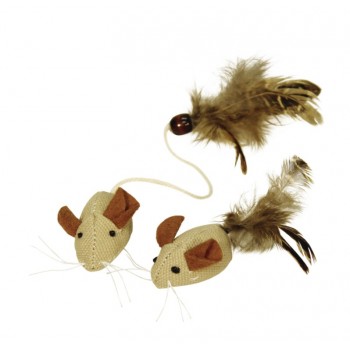 KERBL Zabawka myszka z piórami, 4,5 cm [82633]