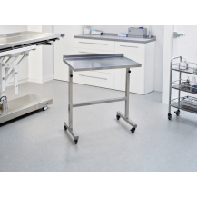 Mobilny stół asystujący B4, regulowana wysokość, Inox 304 — w gabinecie weterynaryjnym