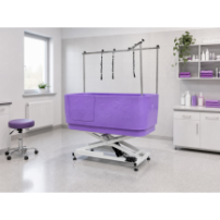 Elektryczna wanna groomerska PS-6, regulacja wysokości 78–128 cm — w gabinecie weterynaryjnym