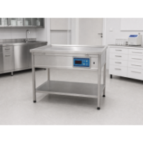 Stół wagowy weterynaryjny POT-20 Inox do badań i zabiegów — w gabinecie weterynaryjnym