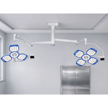 Lampa operacyjna LED dwuczaszowa sufitowa YDE-700/500 G TYPE – bezcieniowa o wysokiej jednorodności — w gabinecie weterynaryjnym