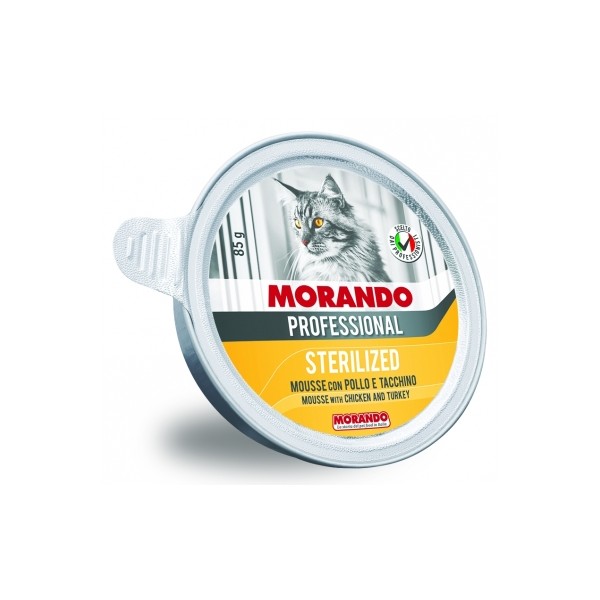 MORANDO PRO KOT STERILIZED Miseczka z kurczakiem i indykiem 85g