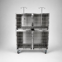 Two-level stainless-steel hospitalisation cage