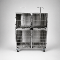 Two-level stainless-steel hospitalisation cage