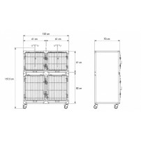 Two-level stainless-steel hospitalisation cage