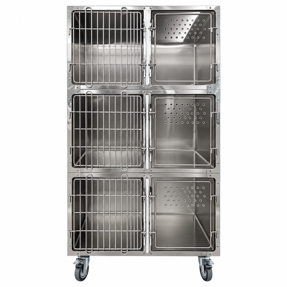 Three-level stainless-steel cat cage