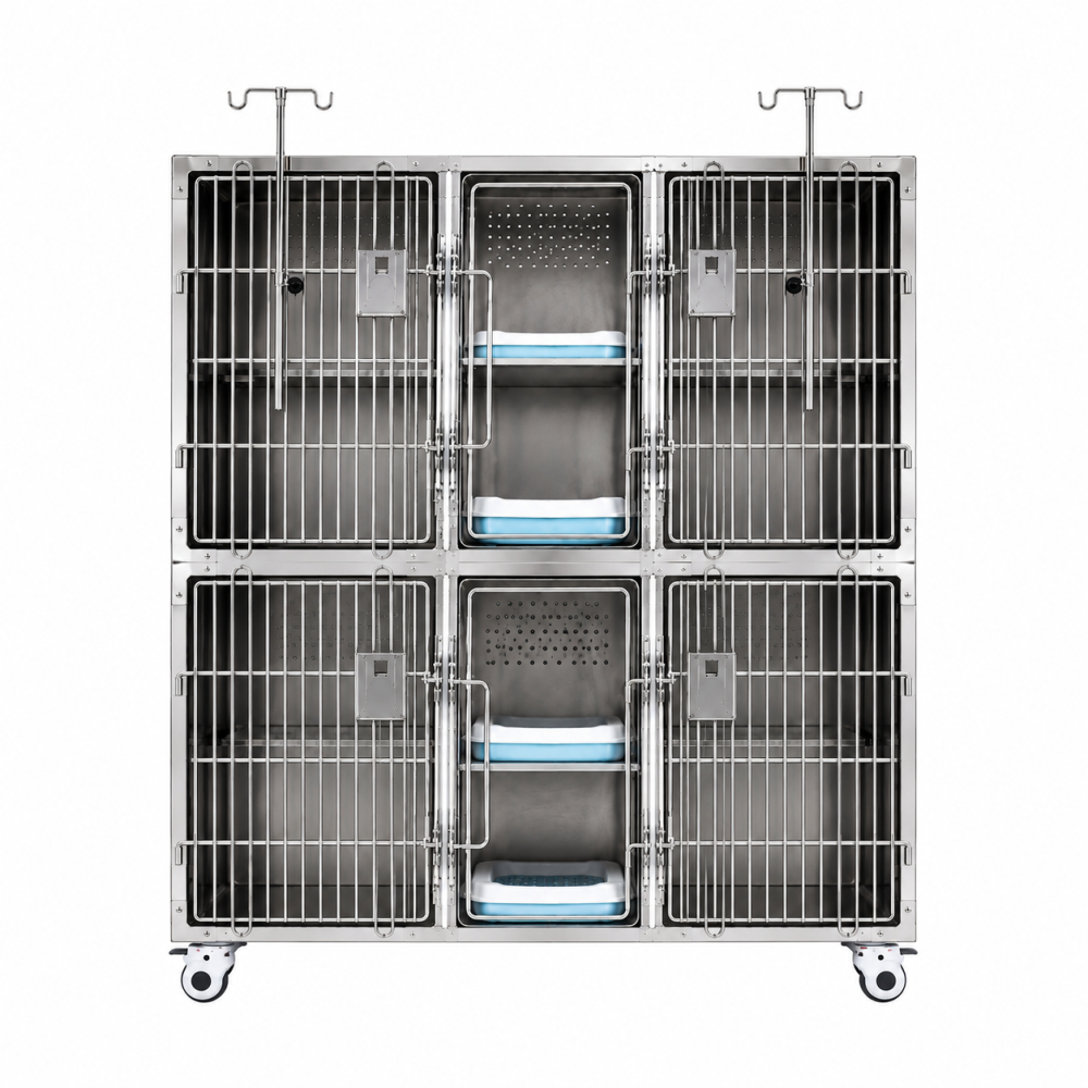 Stainless-steel animal boarding cage
