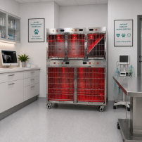 INFRARED five-compartment insulated animal cage with infrared heating
