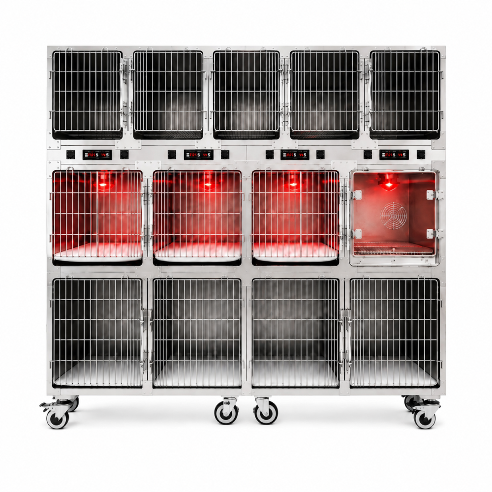 Klatka weterynaryjna 13-stanowiskowa - INFRARED + OXYGEN DOOR PC-9B